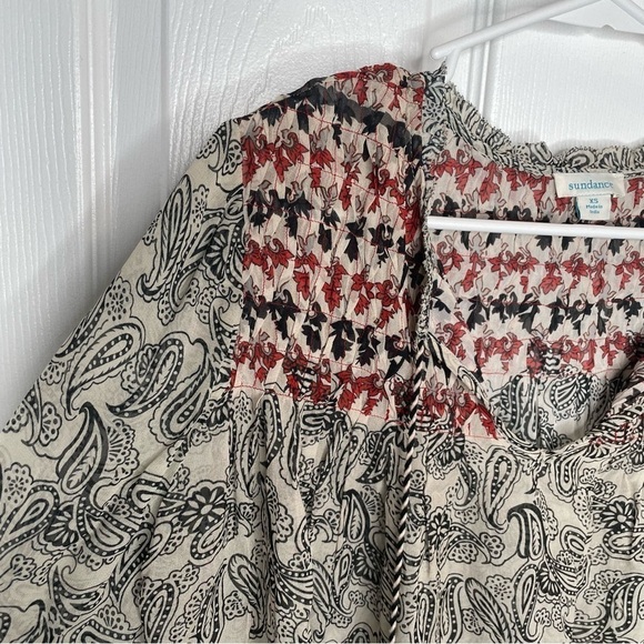 Sundance Smocked Adeliah Paisley Print Boho Top Missing Cami Oversized XS - Picture 7 of 12